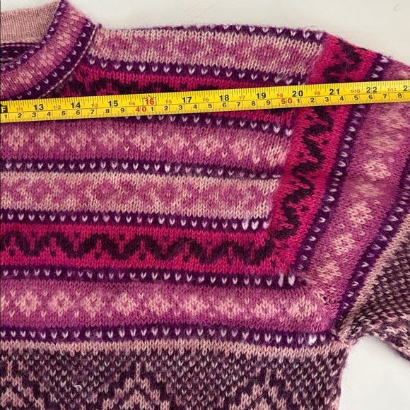 Alpaca Connections Peru alpaca blend purple pink crew neck long sleeve sweater - Picture 15 of 16